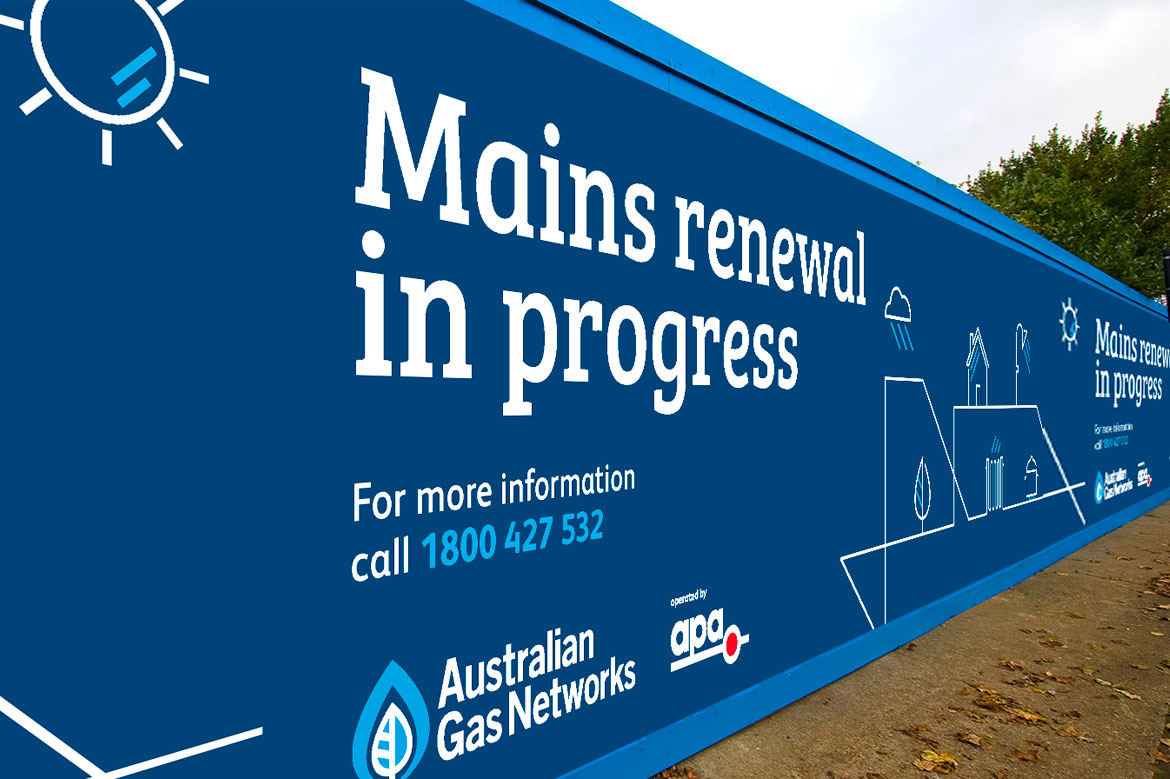 Branded hoarding for Australian Gas Network